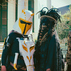The Bone-dalorian and a mystery masked lady